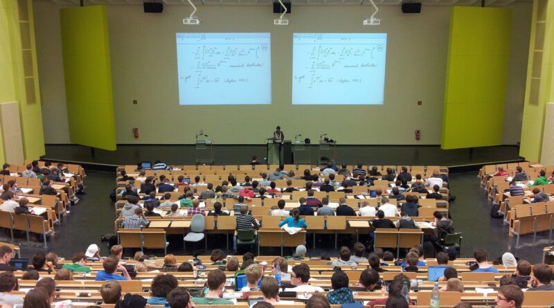 college lecture hall full of students