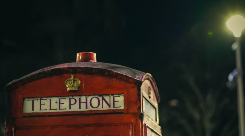 Red British telephone box at night, symbolizing the 2008 nomophobia survey origin