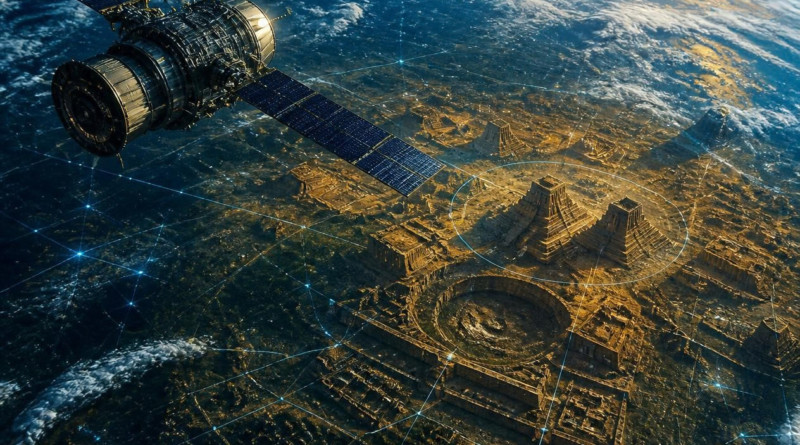 satellite view of ancient ruins - archaeology from space