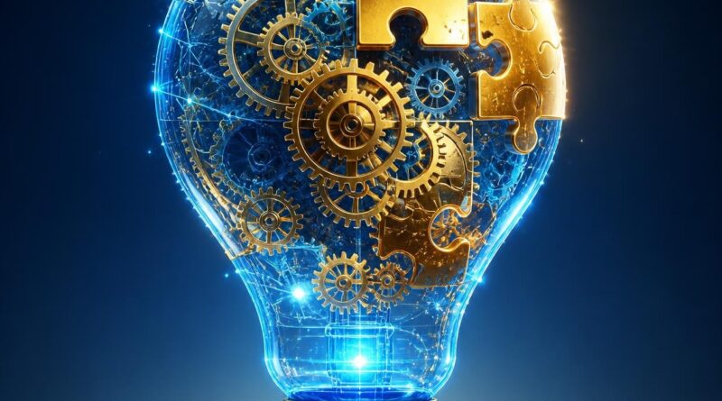 Lightbulb of Gears and Puzzle Pieces