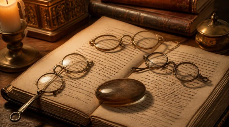 Antique Eyeglasses and Reading Stone